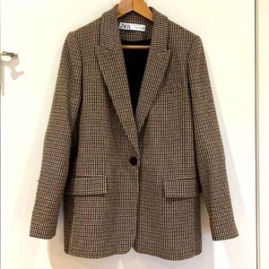 Zara Wool Blazer With Elbow Patches